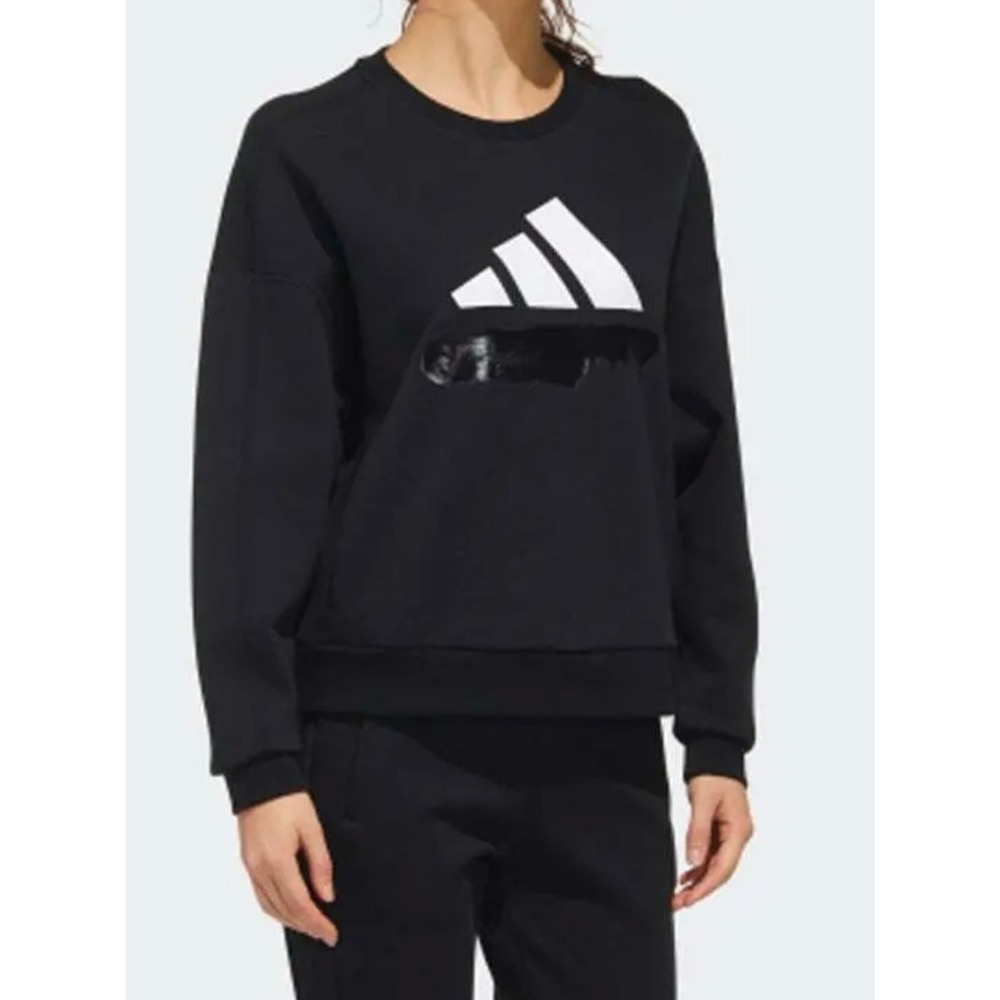adidas Black Sweat Rebel Graphic Crewneck Sweatshirt S Athleisure Sporty Spice
